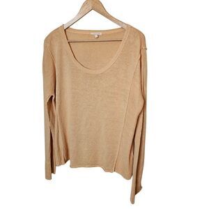 EILEEN FISHER Peach 100% Linen Long Sleeve Top Womens Size Large